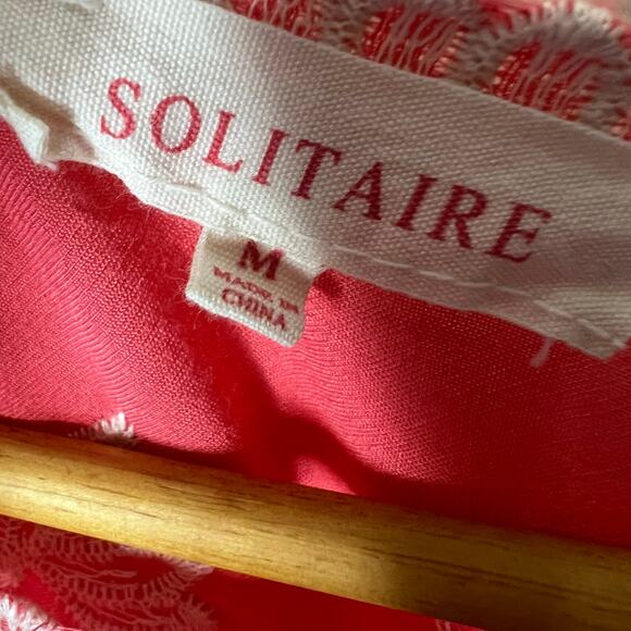 BUNDLE OF 2 Solitaire Top MEDIUM Embroidered Pink Blue Crewneck Scalloped Boho - Picture 7 of 11